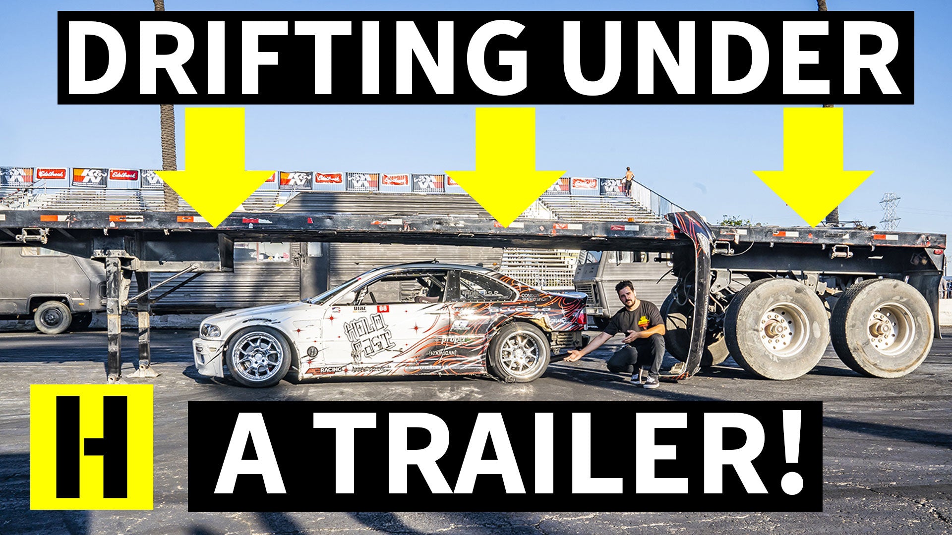 BMW M3 Tandem Drifting Battle UNDER a Trailer! We Finally Raised it Up