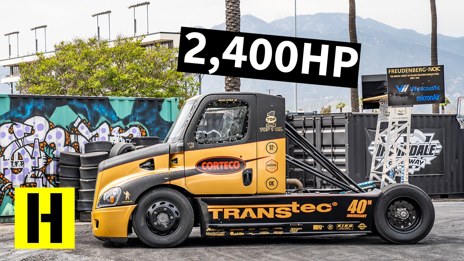 A Drift Semi?! Pikes Peak Legend Obliterates The Burnyard!2,400 Horsepower Triple Turbo Semi Truck Obliterates its Tires: Mike Ryan's Hillclimb Beast