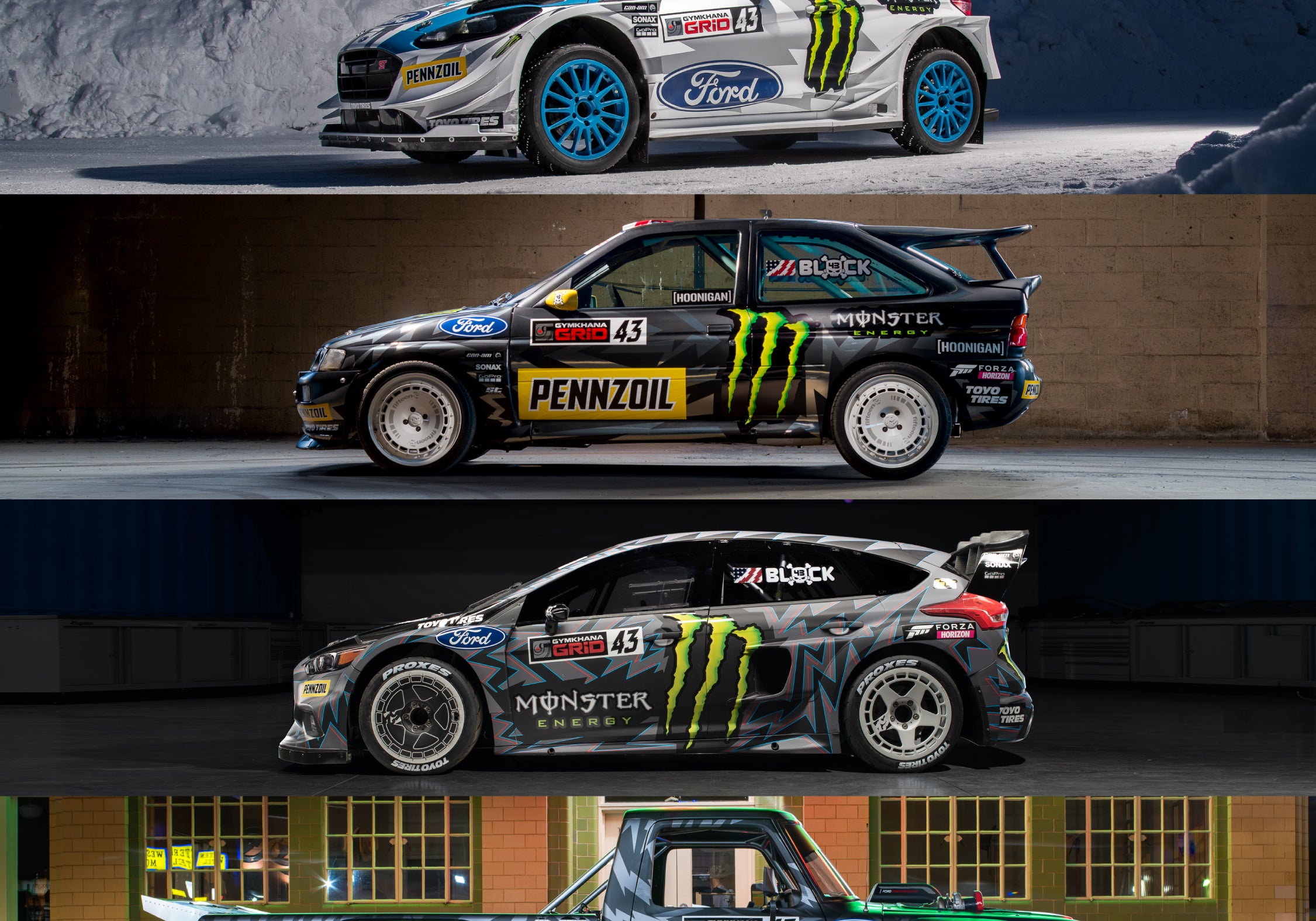 Five cars of Gymkhana TEN