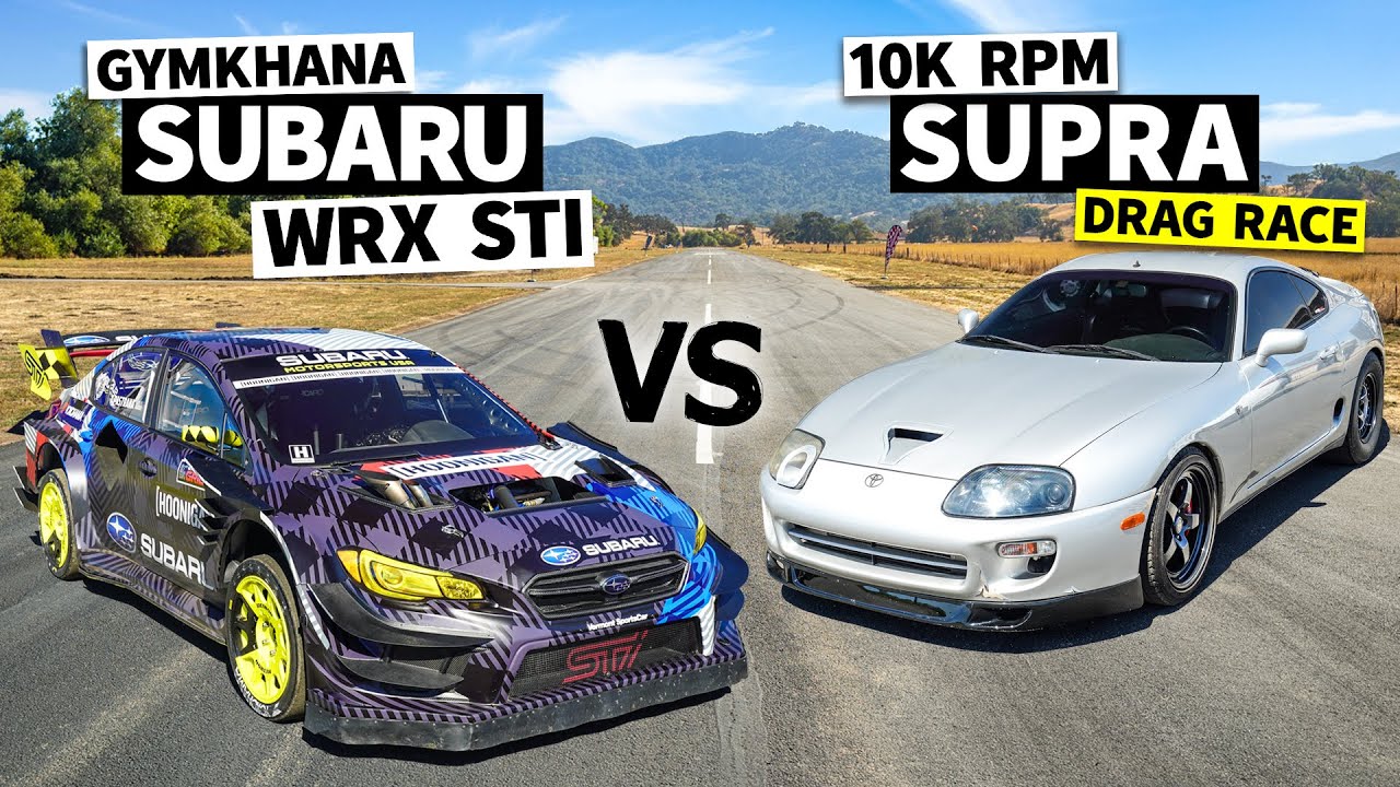 10,000 rpm Supra (With 1,100hp) Races Travis Pastrana’s 862hp Subaru WRX STI Gymkhana Car