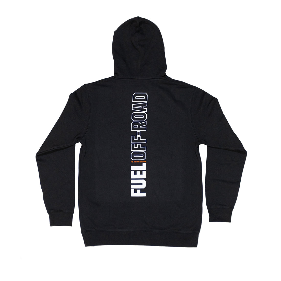 Black Fuel CUT Pullover Hoodie with a logo on the chest and drawstring hood.