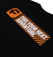 Black short sleeve tee with "Fuel HAZARD" graphic print on the front.