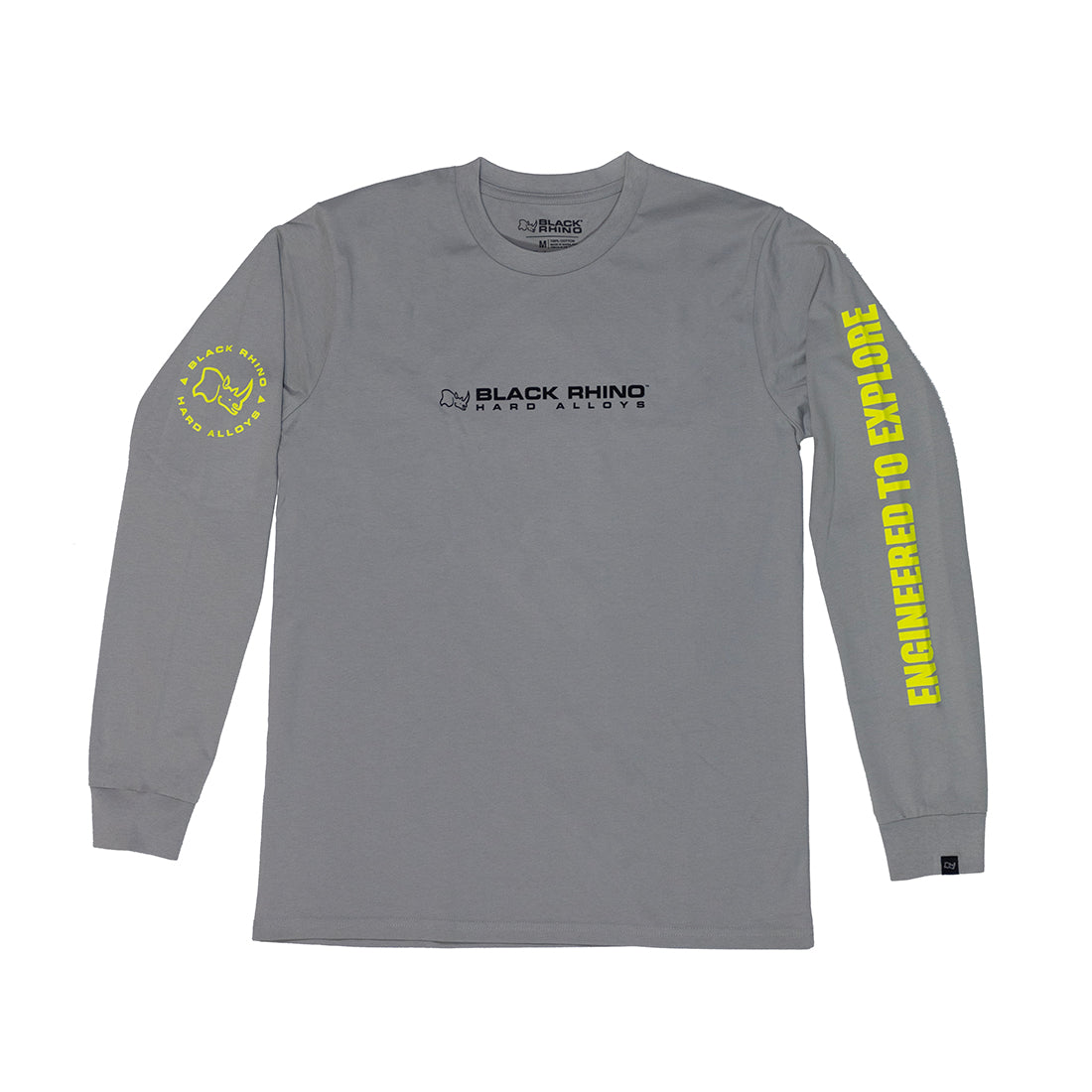 Black Rhino CORE Long Sleeve Tee in black, featuring a round neckline and ribbed cuffs.
