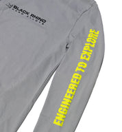 Black Rhino CORE Long Sleeve Tee in black, featuring a minimalist design and logo, displayed on a white background.