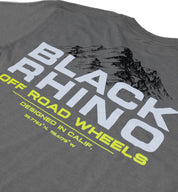 Black Rhino SUMMIT Short Sleeve Tee in black, featuring a minimalist design with the brand logo prominently displayed on the chest.