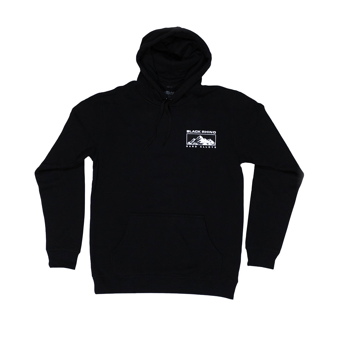 Black Rhino TRACER Hoodie in black, featuring a stylish logo on the front, drawstring hood, and kangaroo pocket.