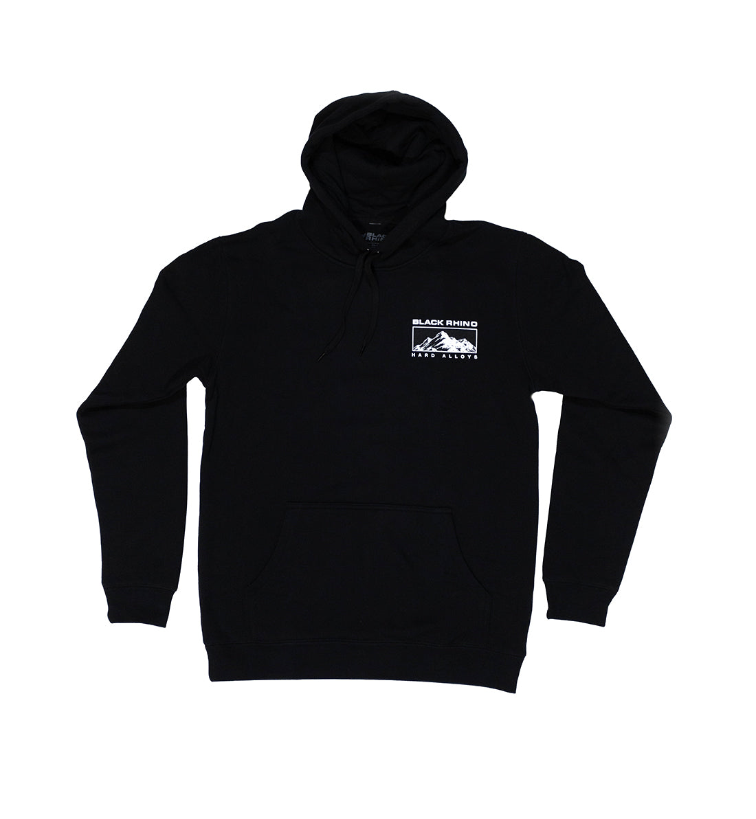Black Rhino TRACER Hoodie in black, featuring a stylish logo on the front, drawstring hood, and kangaroo pocket.