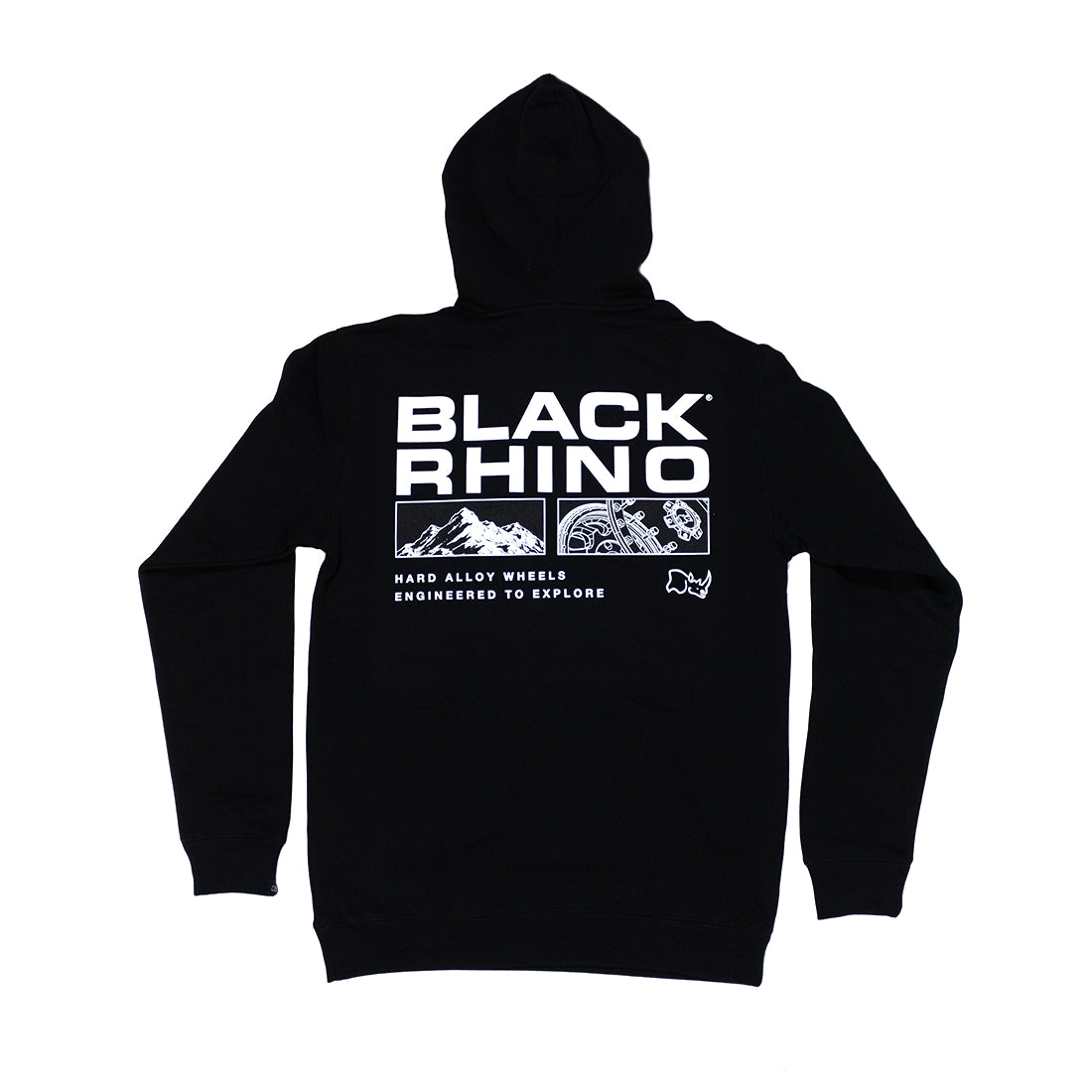 Black Rhino TRACER Hoodie in black with logo, displayed against a neutral background.