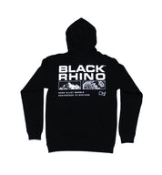 Black Rhino TRACER Hoodie in black with logo, displayed against a neutral background.