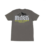 Black Rhino SUMMIT Short Sleeve Tee in black, featuring a bold graphic logo on the front.