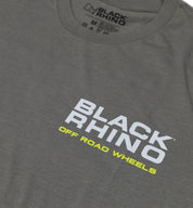 Black Rhino SUMMIT Short Sleeve Tee in black with a minimalist design and logo on the chest, showcased on a plain background.