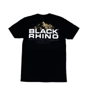 Black Rhino SUMMIT Short Sleeve Tee in black, featuring a stylish graphic design on the front, perfect for outdoor enthusiasts.