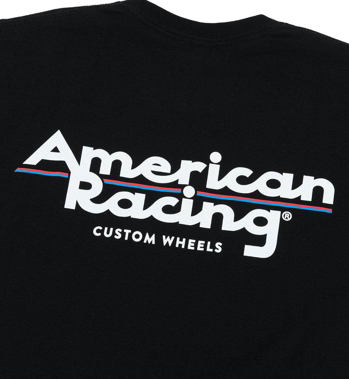 American Racing logo short sleeve tee in black, featuring a bold white logo on the chest.