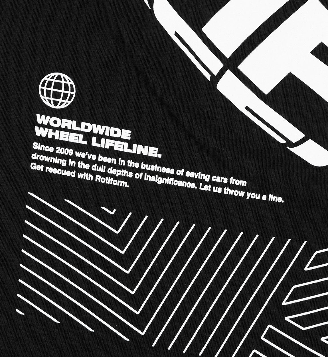 Rotiform MILLIONS SAVED Short Sleeve Tee in black, featuring a bold graphic print on the front and a classic crew neckline.