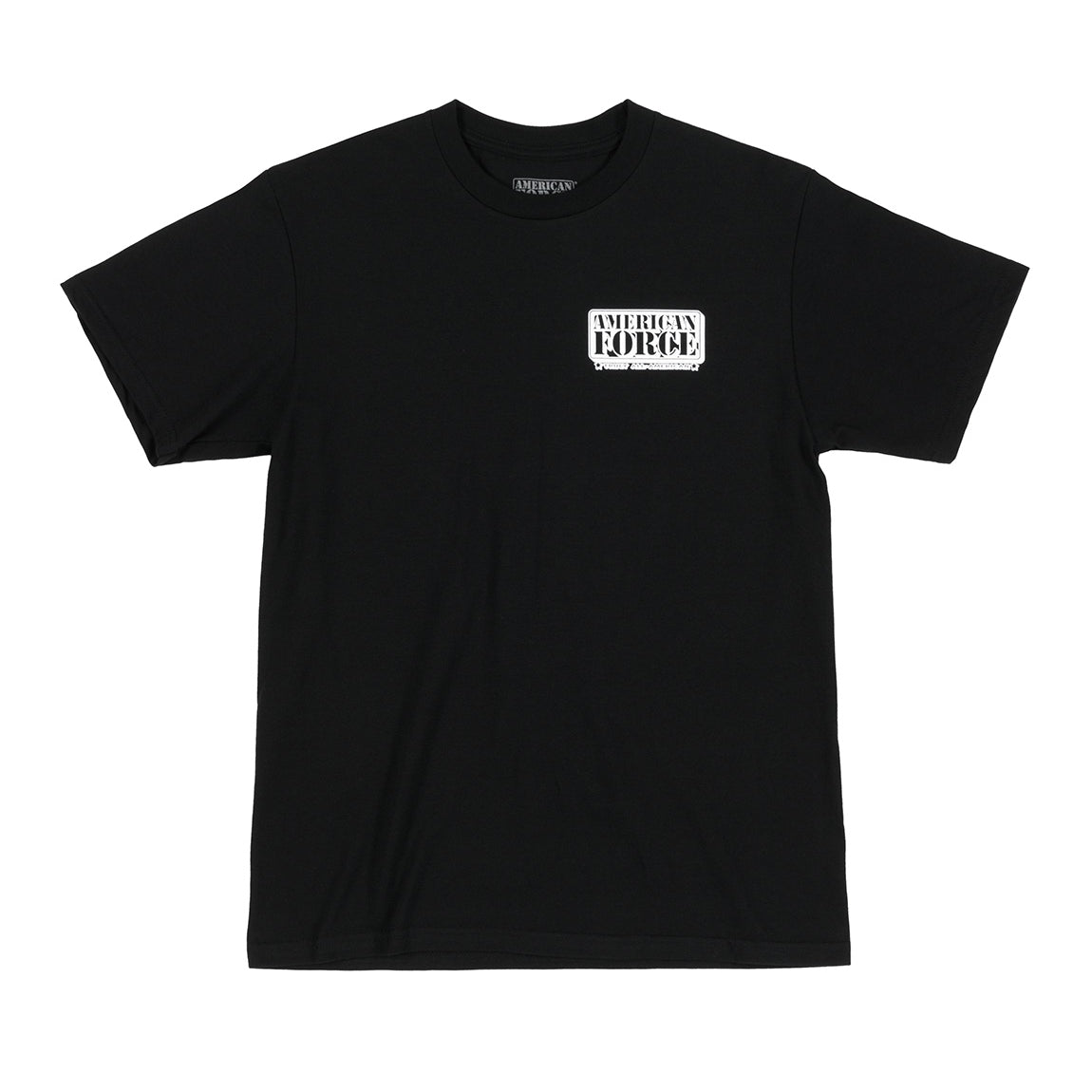 American Force STENCIL Lightweight Short Sleeve Tee in black, featuring a prominent logo graphic on the front.