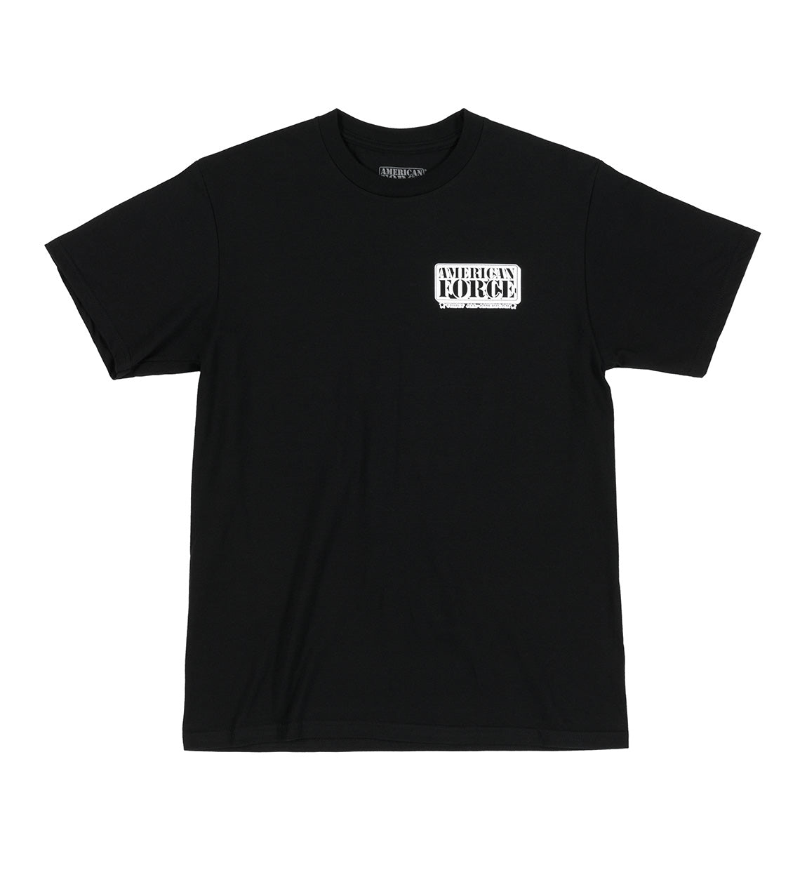 American Force STENCIL Lightweight Short Sleeve Tee in black, featuring a prominent logo graphic on the front.