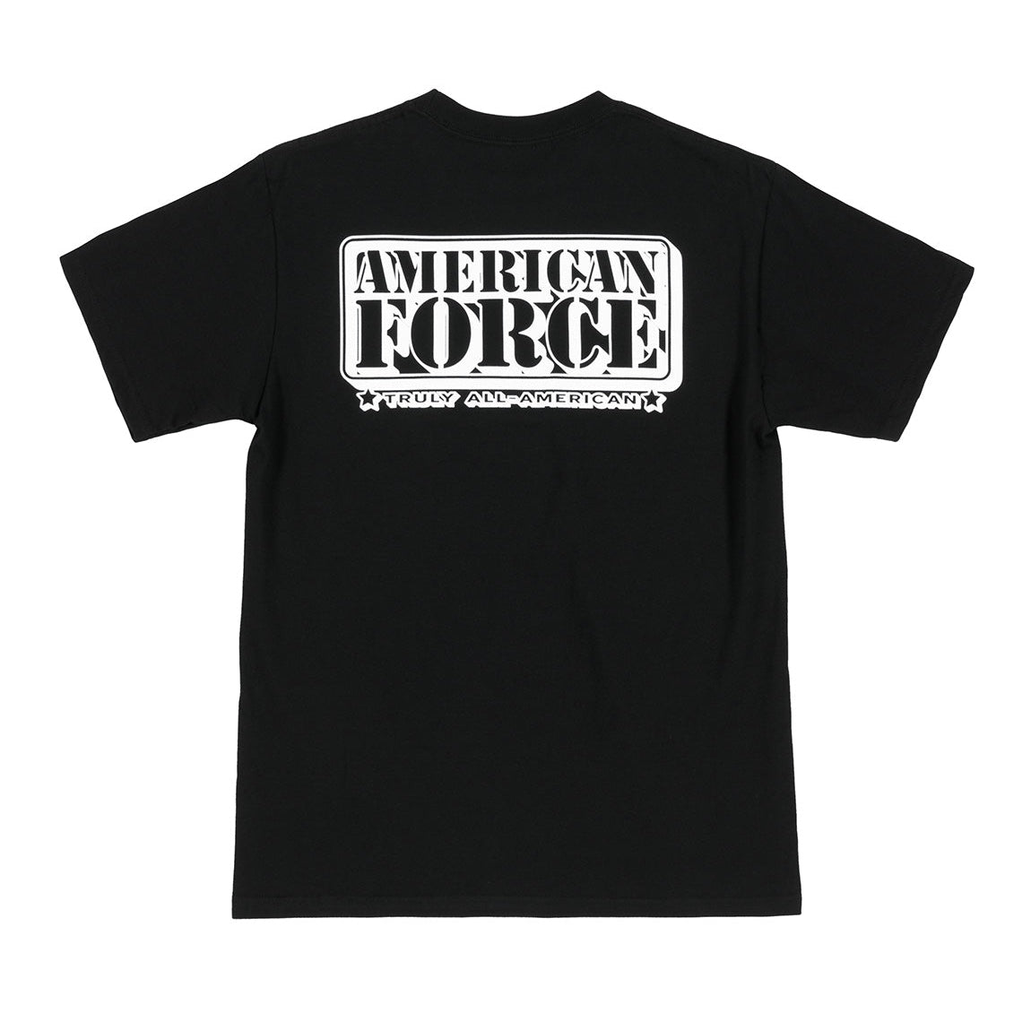 American Force STENCIL Lightweight Short Sleeve Tee featuring a bold graphic design on a black fabric.