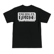American Force STENCIL Lightweight Short Sleeve Tee featuring a bold graphic design on a black fabric.