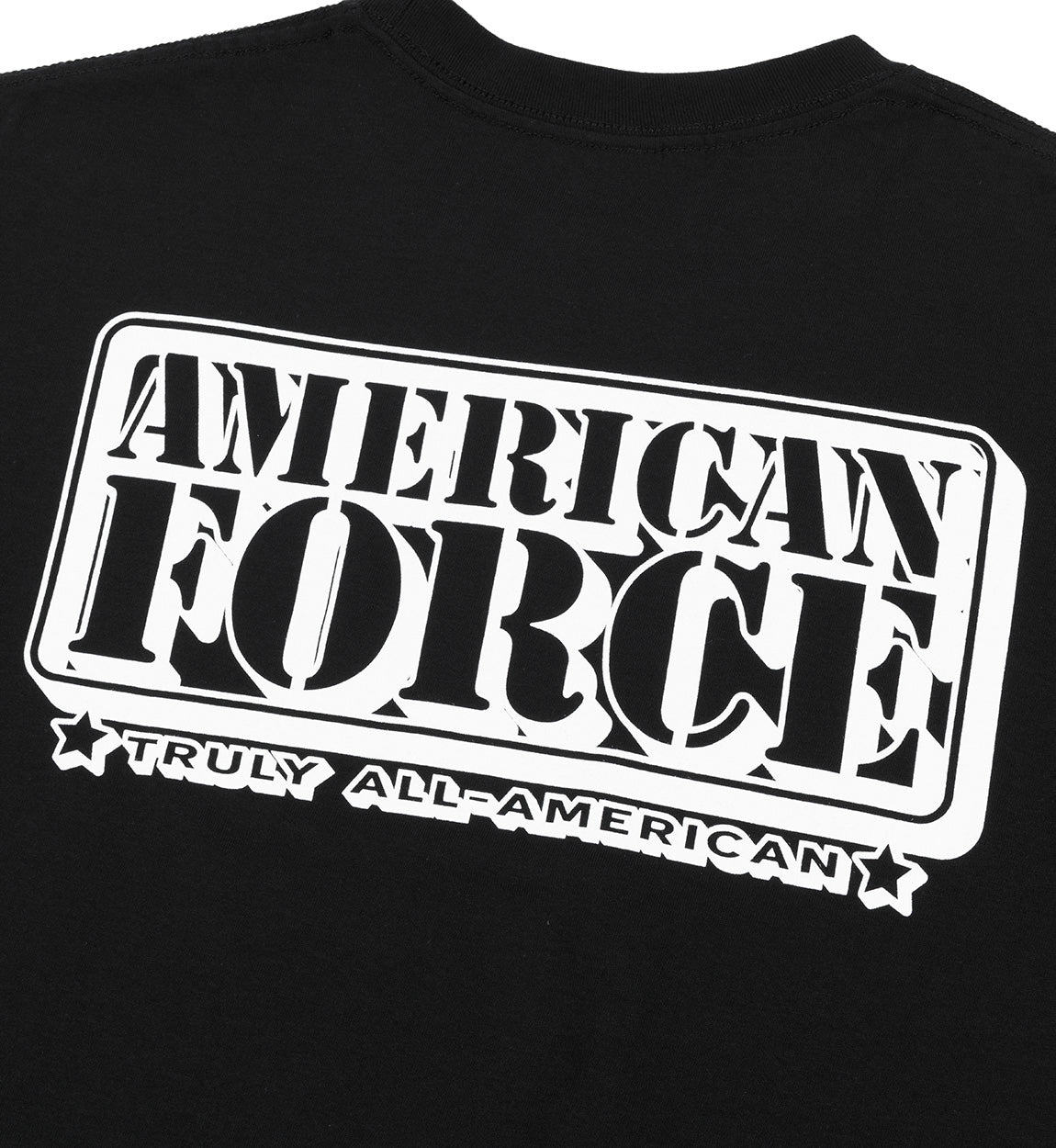 American Force STENCIL Lightweight Short Sleeve Tee in black with a bold logo graphic on the front, showcasing a stylish and casual design for everyday wear.