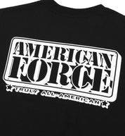 American Force STENCIL Lightweight Short Sleeve Tee in black with a bold logo graphic on the front, showcasing a stylish and casual design for everyday wear.