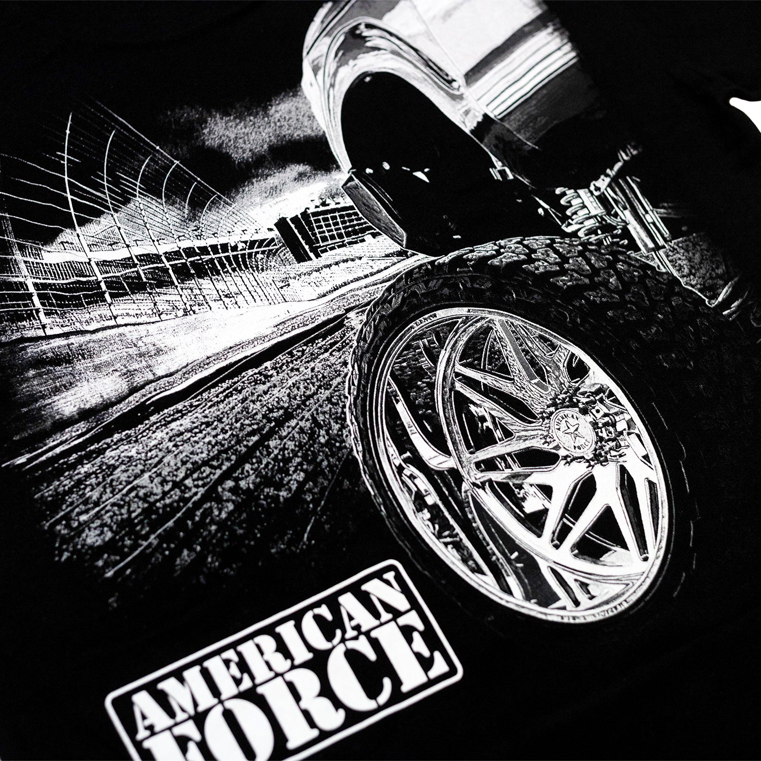 American Force UNIVERSAL Lightweight Short Sleeve Tee in black, featuring bold white graphic print on the front.