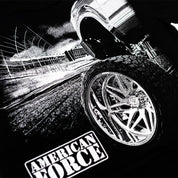 American Force UNIVERSAL Lightweight Short Sleeve Tee in black, featuring bold white graphic print on the front.