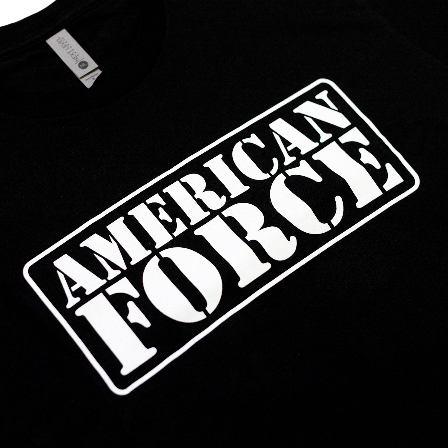 American Force UNIVERSAL Lightweight Short Sleeve Tee in black, featuring a prominent white graphic logo on the front.