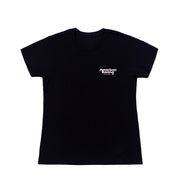 American Racing women's short sleeve black tee featuring the iconic American Racing logo on the front.