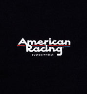 Black women's short sleeve tee featuring the American Racing logo prominently displayed on the front.