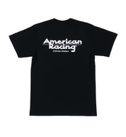 American Racing logo short sleeve tee in black, featuring a prominent logo print on the front.