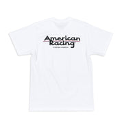 American Racing logo short sleeve white tee featuring a bold graphic design.
