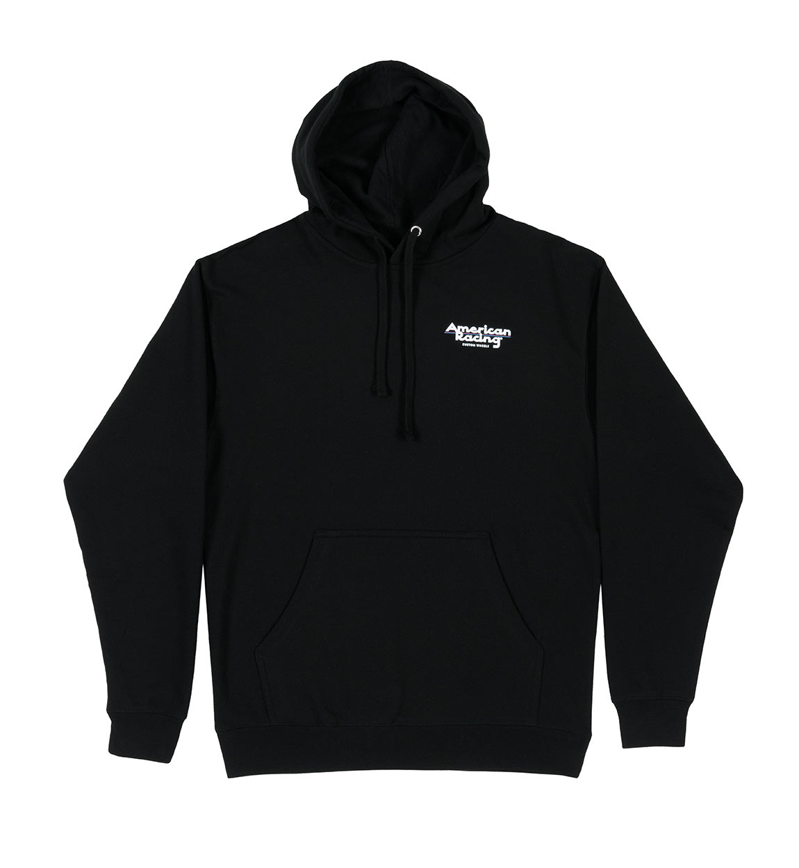 American Racing logo hoodie in black with a prominent white logo on the front.