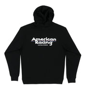 Black American Racing logo hoodie featuring a front graphic design.