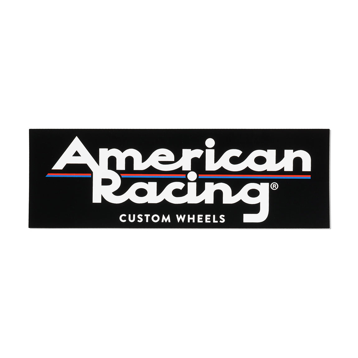 American Racing Core bumper sticker (9.5 inches) featuring a bold black and white design with the American Racing logo.