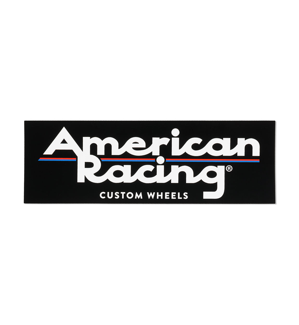 American Racing Core bumper sticker (9.5 inches) featuring a bold black and white design with the American Racing logo.