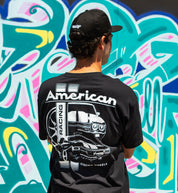 American Racing Chevelle short sleeve tee shirt in black, featuring a vintage-inspired design and logo.