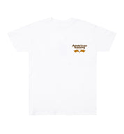 American Racing Checkers short sleeve tee in white, featuring a bold checker pattern graphic on the front, designed for motorsport enthusiasts.