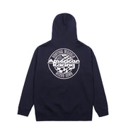 American Racing SEAL Pullover Hoodie in navy blue, featuring a large logo on the back.