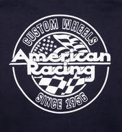 American Racing SEAL Pullover Hoodie in navy blue, featuring back detail with logo design.