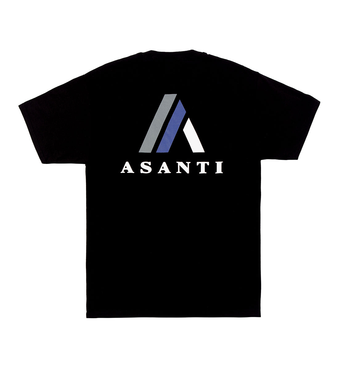 Black short sleeve tee featuring the Asanti logo on the back.