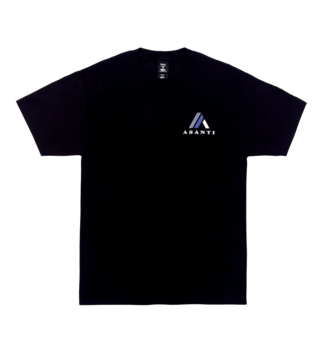 Black Asanti logo short sleeve t-shirt featuring a bold logo design on the front.