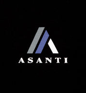 Black Asanti logo short sleeve tee, featuring a prominent white logo on the chest.