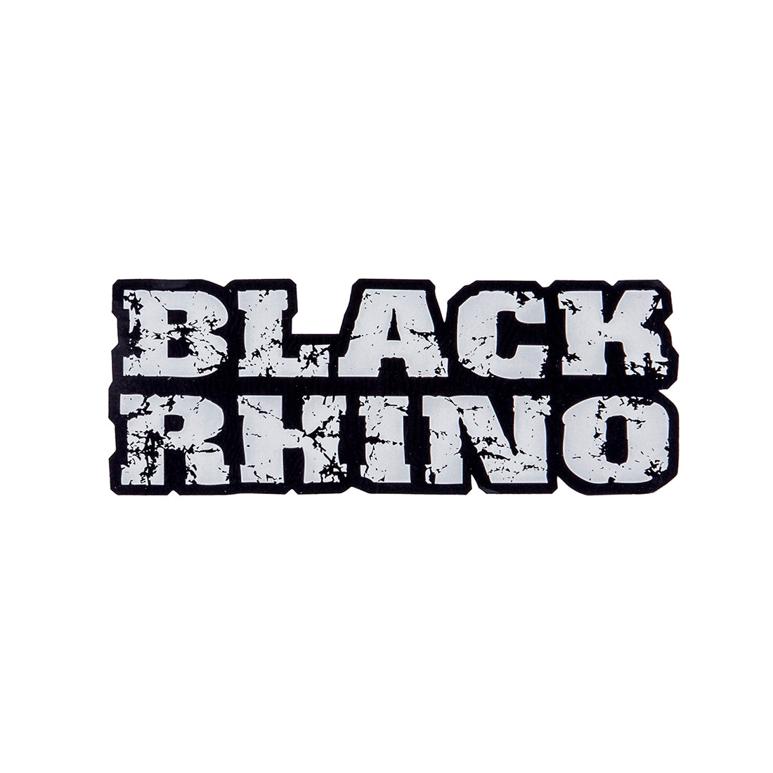 Black Rhino RUGGED 9-inch sticker featuring a bold black and gray design, showcasing a stylized rhinoceros against a textured background.
