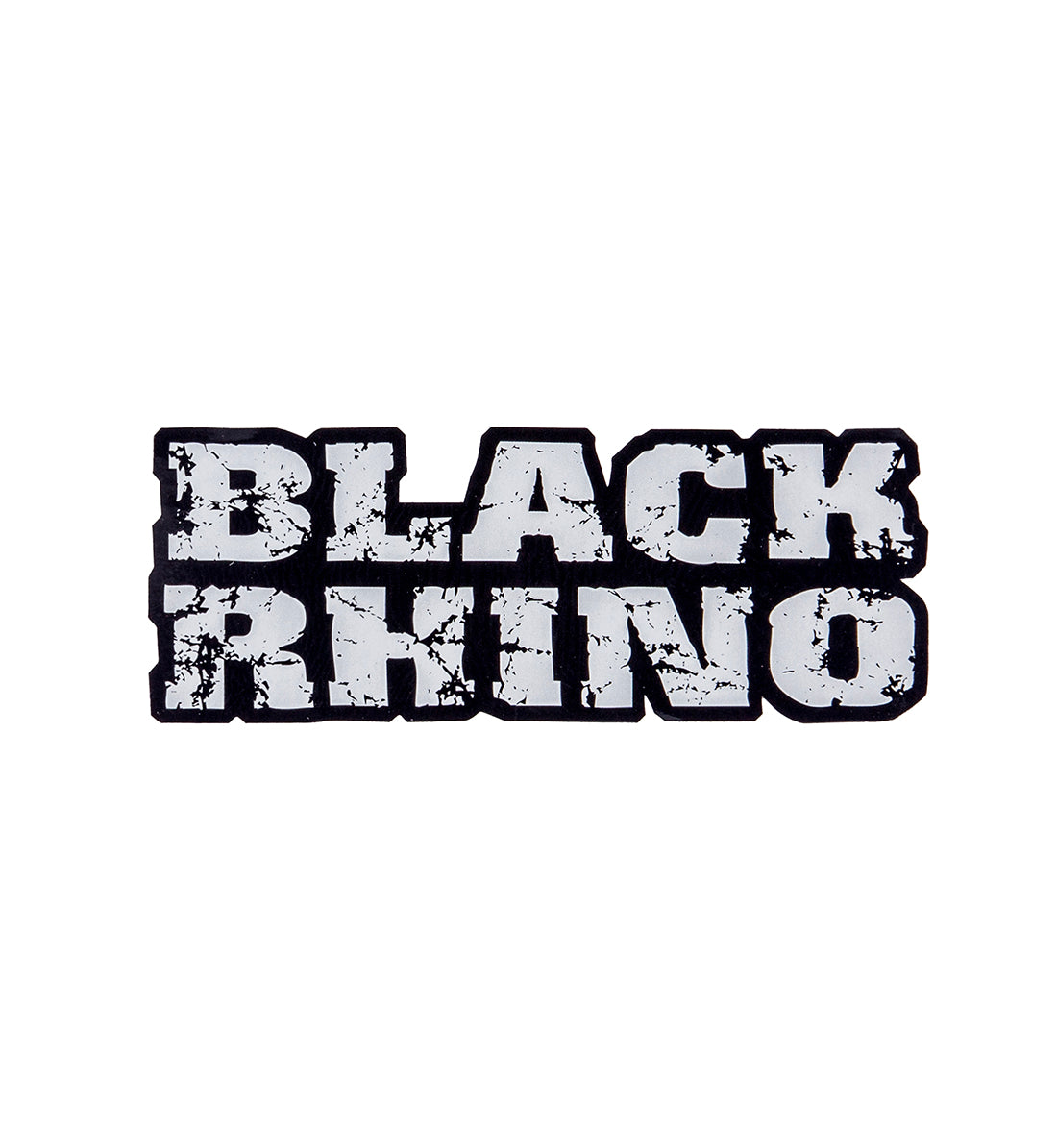 Black Rhino RUGGED 9-inch sticker featuring a bold black and gray design, showcasing a stylized rhinoceros against a textured background.
