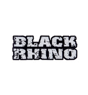 Black Rhino RUGGED 9-inch sticker featuring a bold black and gray design, showcasing a stylized rhinoceros against a textured background.