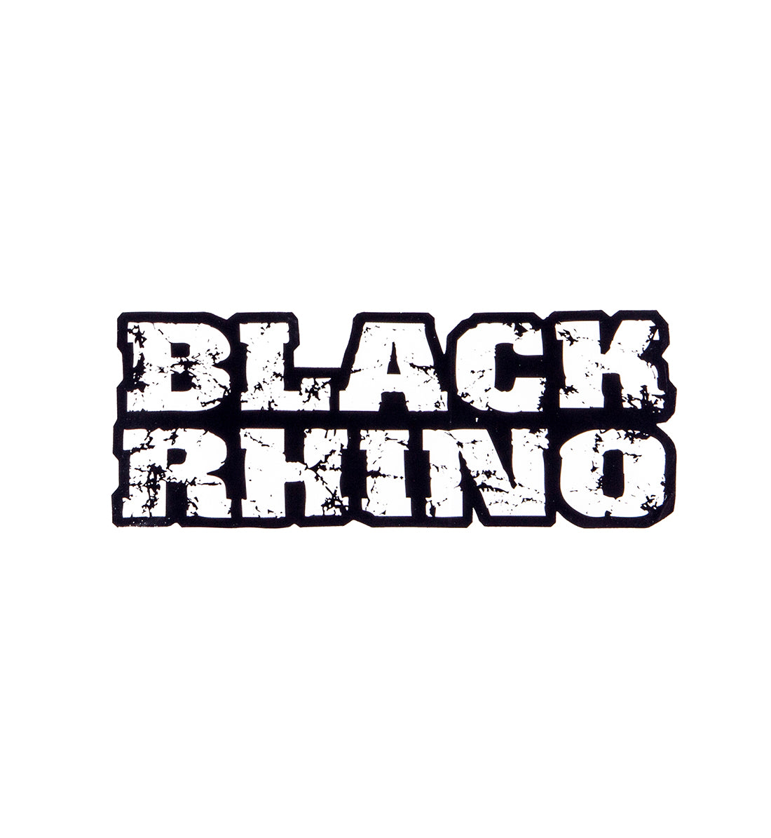 Black Rhino RUGGED 9-inch sticker featuring a bold black and white design with a rugged aesthetic.