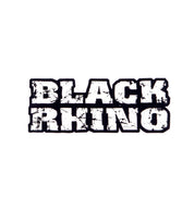 Black Rhino RUGGED 9-inch sticker featuring a bold black and white design with a rugged aesthetic.