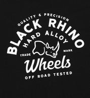 Black Rhino FLYER Short Sleeve Tee in black with a logo on the chest, made from lightweight, breathable fabric, perfect for casual wear.