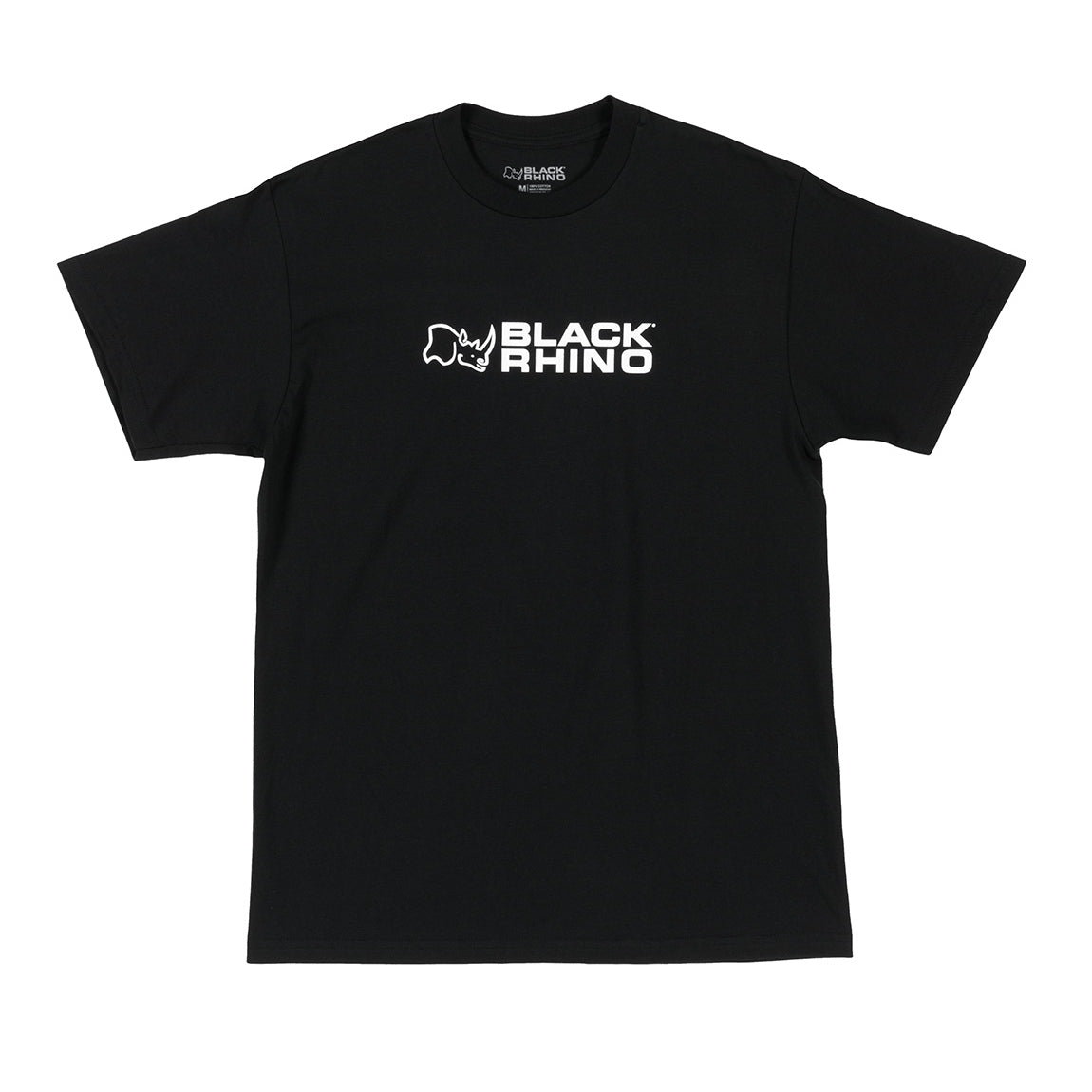 Black Rhino short sleeve tee in black with a bold rhino graphic on the front.