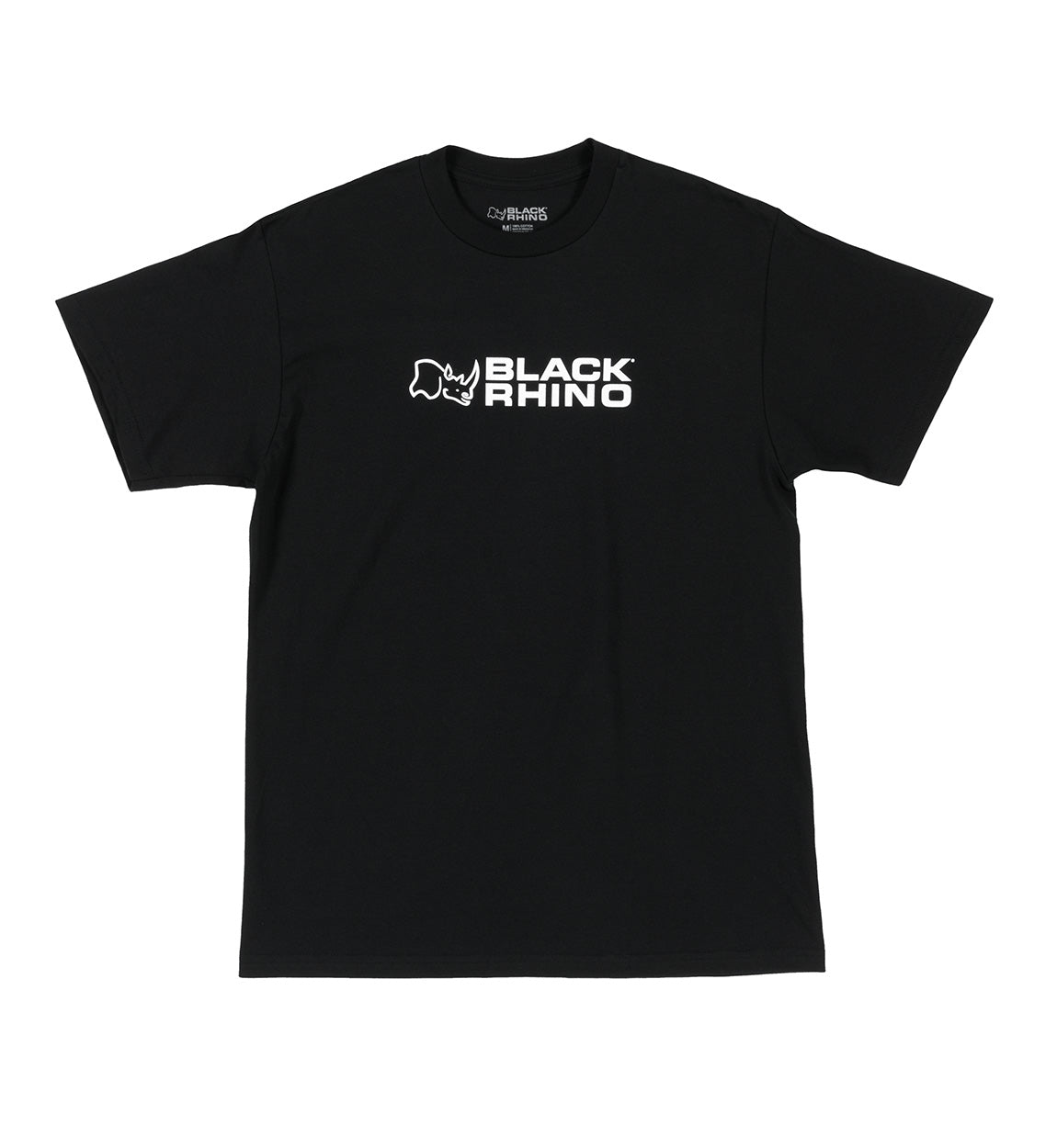 Black Rhino short sleeve tee in black with a bold rhino graphic on the front.